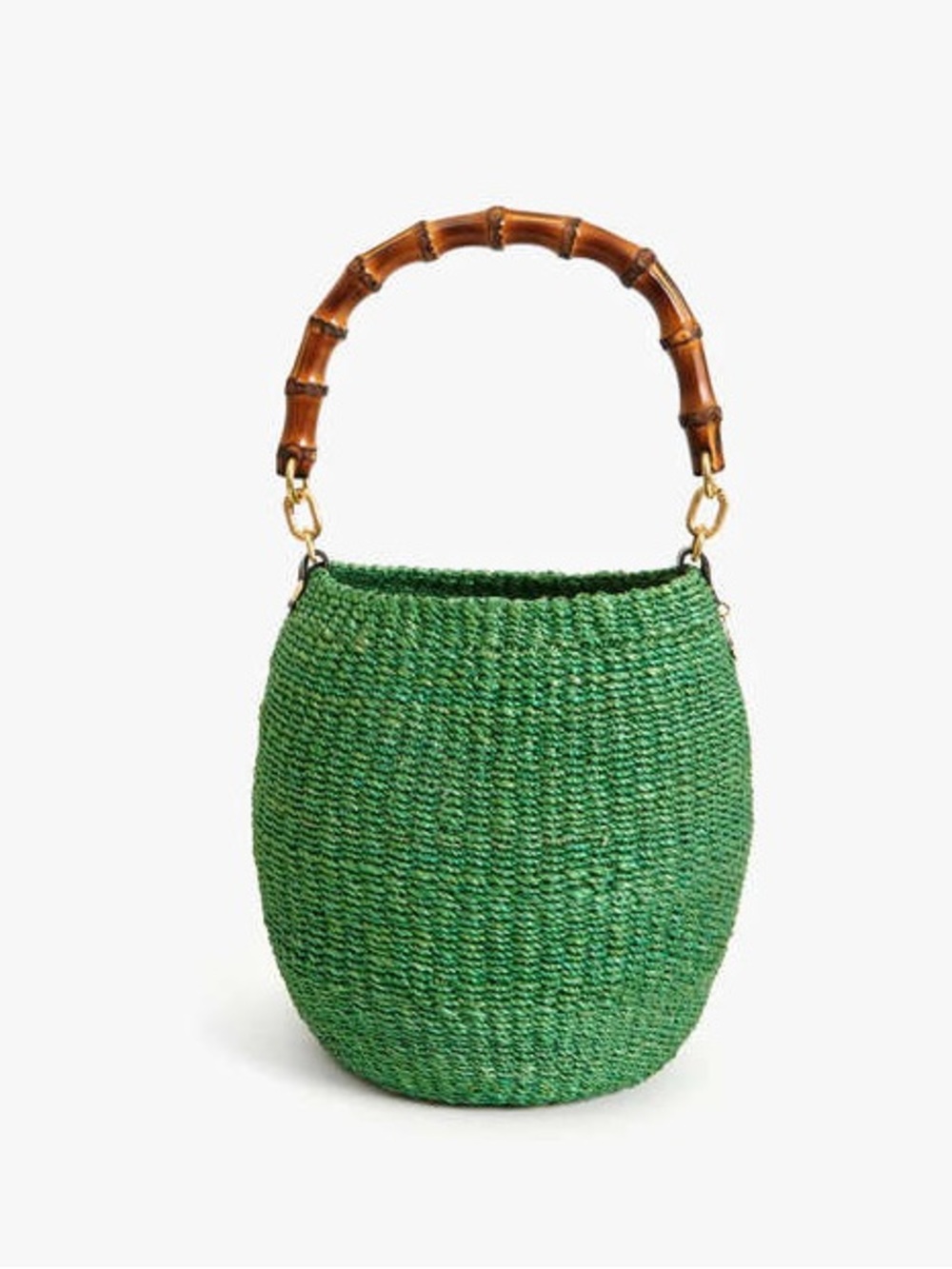 CLARE. V Pot De Miel Bamboo Basket Bag in Green